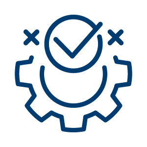 Gear with a checkmark icon.