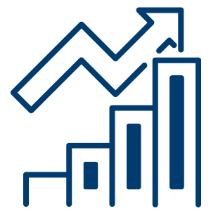 Chart with ascending arrow icon,