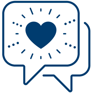 Heart in char bubble icon.