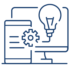 Gear and lightbulb icon.