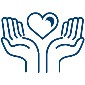 Heart between hands icon.