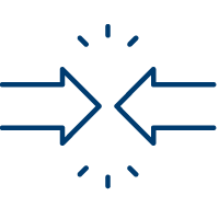 Arrows touching icon.